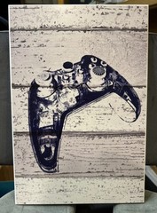 The Room by Stupell Video Game Controller Blue Print on Planks Wall Plaque Ar…