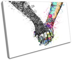 Graffiti Holding Hands Street Urban SINGLE CANVAS WALL ART Picture Print
