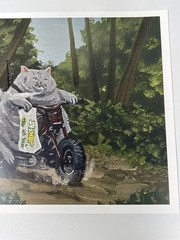 Chonky Cat Kitty Subway Smoking Bike Print Fat Chubby Funny Humor Wall Decor Art