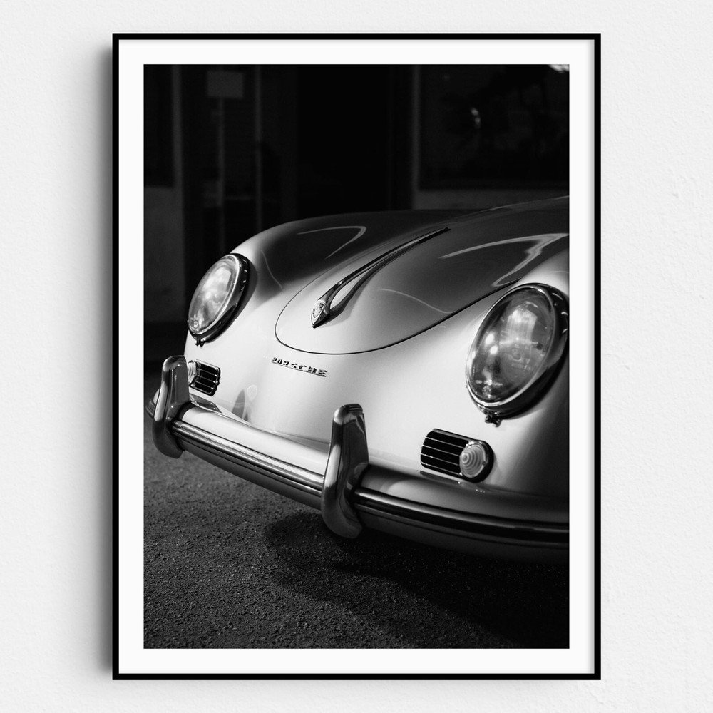Porsche 356 Speedster Vintage Black & White Sports Cars Wall Art Poster Print