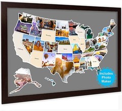 USA Photo Map, Travel Map – 24 x 36″ 50 States Photo Map of The United States…