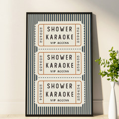 Shower Karaoke Poster, Funny Bathroom Wall Art, Shower VIP Pass Print
