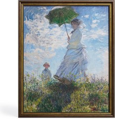 Vintage Gold Framed Wall Art for Living Room, Monet Parasol Impressionist Can…