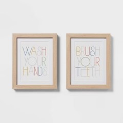8"x10" 2pk Kids' Framed Wall Arts Multicolor Typography