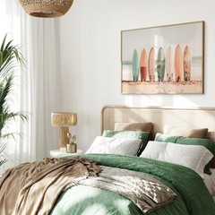 Large Horizontal Coastal Wall Art Retro Surfboard Print