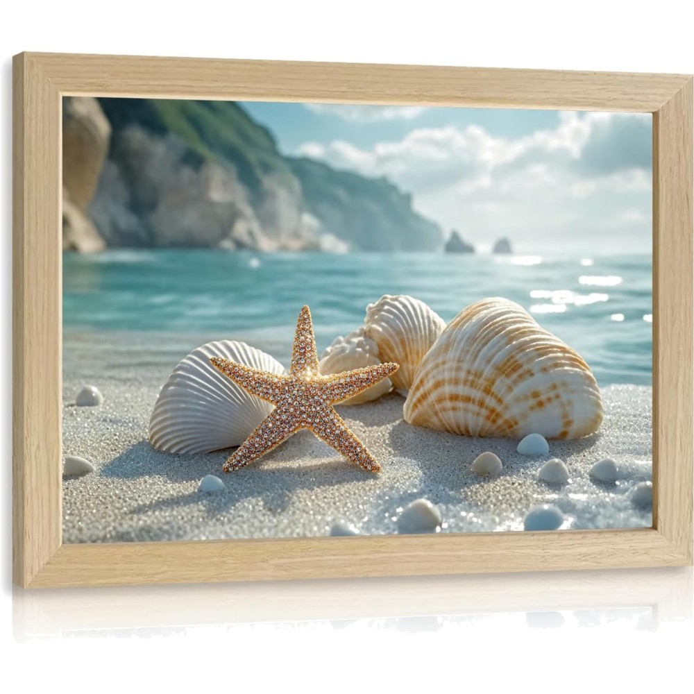 Coastal Wall Art Canvas Print, Beach Seascape Decor 8×10 Inch