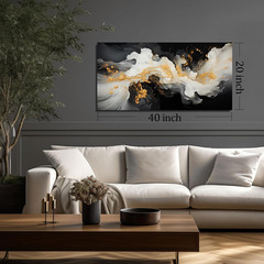 Elegant Black, White & Gold Abstract Canvas Art for Living Room & Office 20″x40