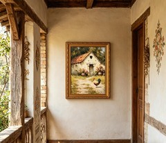 Gold Framed Farmhouse Rooster Wall Art, Vintage Rustic Cottage Barn Floral Ca…