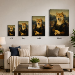 Custom Shiba Inu Mona Lisa Canvas Art Personalized Famous Painting Dog Pet Gift