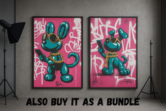 Hip Hop Balloon Dog Graffiti Poster: Modern Pop Art Print (US SELLER) 24″x36″