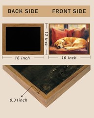 Vintage Framed Canvas Wall Art, 12x16inch, Farmhouse Sleeping Dog Wall Decor,…