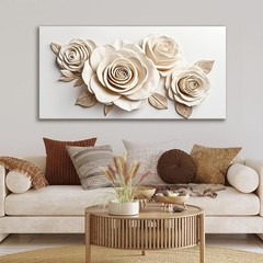 Wall Art Living Room Decor White Flower Wall Art Decor Modern Canvas Art Wall…