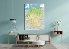 Germany Physical Map – 16.5 x 23.3 inches – Laminated