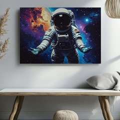 Dreamlike Astronaut In Nebula Canvascontemplative Space Art Wall Art