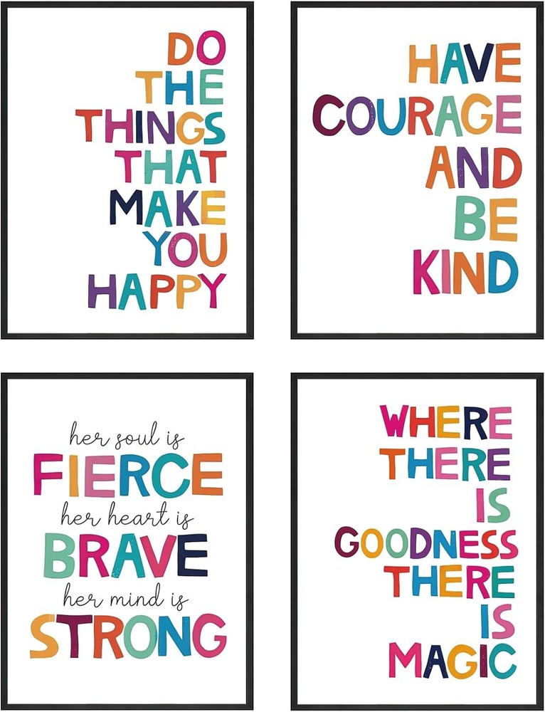 Set of 4 Frame Motivational Quotes Child Poster Art Prints – Nursery Wall Decor