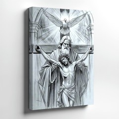 Wall Art Holy Trinity Jesus Christ Crucifixion Dove Religious Sketch Print Decor