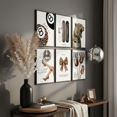 6Pcs Trendy Leopard Canvas Wall Art Fashion Black White Gold Cheetah Posters …
