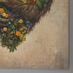 Vintage BIGFOOT HEART Wall Art, SASQUATCH Botanical Decor, Cryptid Flower Poster