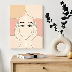 Canvas Art Framed Neutral Boho Woman Face Line Art Wall Decor