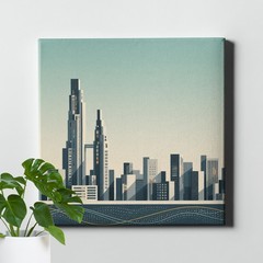 Twin Tower Skyline Canvas Print Minimalist Geometric City View