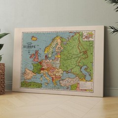 Bacon’s Standard Map of Europe 1925 Old Vintage Maps Canvas Wall Art Print
