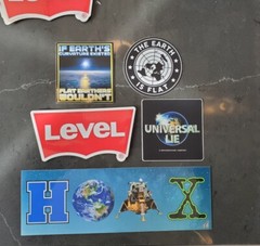 Flat Earth Stickers MOON HOAX VARIETY PACK of 7 *WORLDWIDE SHIPPING*