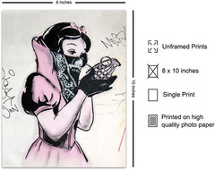 Banksy Poster – 8X10 Funny Gangster Snow White Hand Grenade – Urban Graffiti Wal