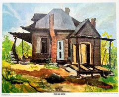 This Old House Print Artist Bill Granstaff Signed 16×20 1979 Wall Hanging Art