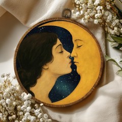 Romantic Moon Vintage Celestial Black Witchy Wall Art Decor 10x10inch, Dark M…
