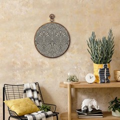 Art Deco Nouveau Botanical Round Wall Art, Boho Abstract Neutral Floral Vine …
