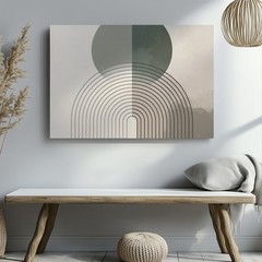 Geometric Arch & Circle Canvasminimalist Abstract Balance Art Wall Art