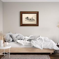 Vintage Framed Running Dog Canvas Wall Art Puppy Zoomies Wall Decor Picture D…