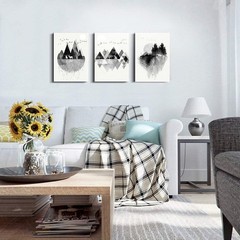 3 Piece Black and White Geometric Wall Art for Living Room Decoration