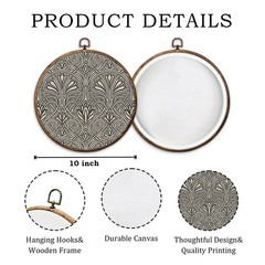Art Deco Nouveau Botanical Round Wall Art, Boho Abstract Neutral Floral Vine …