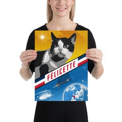 Felicette, First cat in space, France, 1963 — Vintage space poster, retro space