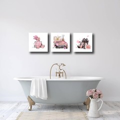 Pink Wall Art Fashion Woman Wall Decor Pictures Perfume High Heels handbag Ar…