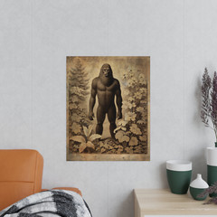 BIGFOOT BOTANICAL Vintage Wall Art, SASQUATCH Flower Poster, Retro Yeti Decor