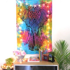 Elephant MultiColor Poster Tapestry Indian Mandala Wall Hanging Hippie DecorGift