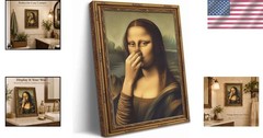 Amusing Vintage Mona Lisa Canvas Wall Art – Perfect for Bathroom Decor 9x11in