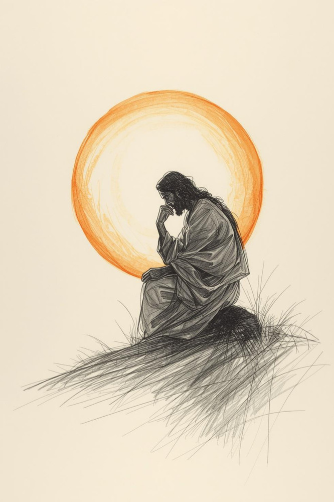 Jesus Christ Praying Sketch 4×6 Photo Print Religious Wall Art Decor