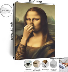 Mona Lisa Bathroom Canvas Art – Humorous Vintage Wall Decor 12x16in Poster