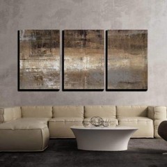 Wall26 – Grey and Brown Abstract Painting – Canvas Wall Art – 24″x36″x3 Panels