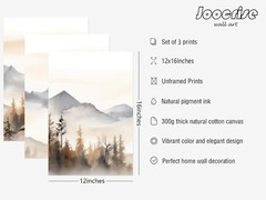 Elegant 12×16 Unframed Watercolor Mountain Canvas Art Set of 3 for Modern Homes