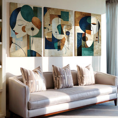 3 Pieces Modern Abstract Geometric Large Wall Art Set for Bedroom Set Of 3