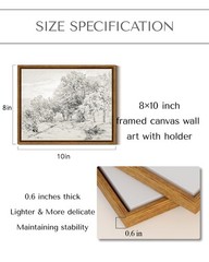 InSimSea Framed Canvas Wall Art, Vintage Forest Landscape Sketch Print, Engli…