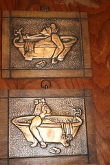 2 Vintage 3D Embossed Bathroom Humor Relief Copper Metal Picture Wall Art 8×10