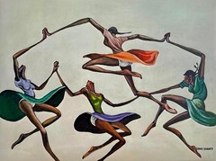 Ernie Barnes Joy Canvas Print African American Dancers Wall Art Modern Poster