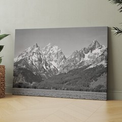 Ansel Adams Grand Teton National Park Mountain Landscape Canvas Print Wall Art