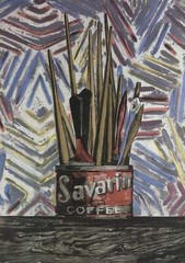 JASPER JOHNS Savarin Cans 31.75″ x 16.75″ Offset Lithograph 1986 Pop Art Multico