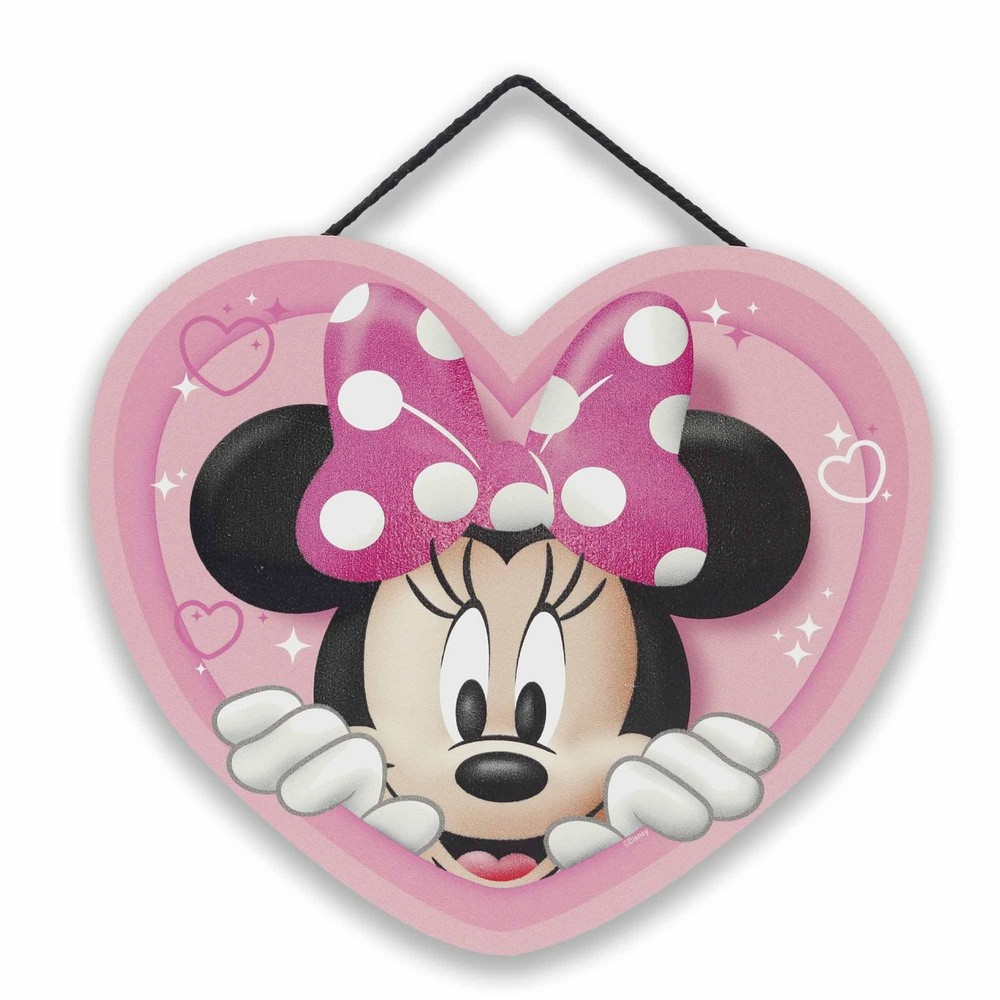 Disney Minnie Heart Hanging Wood Sign – Cute Pink Minnie Decor for ‘ Bedroom …